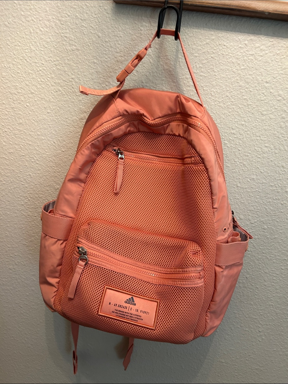 adidas Women's Coral-Orange Mesh Front Backpack